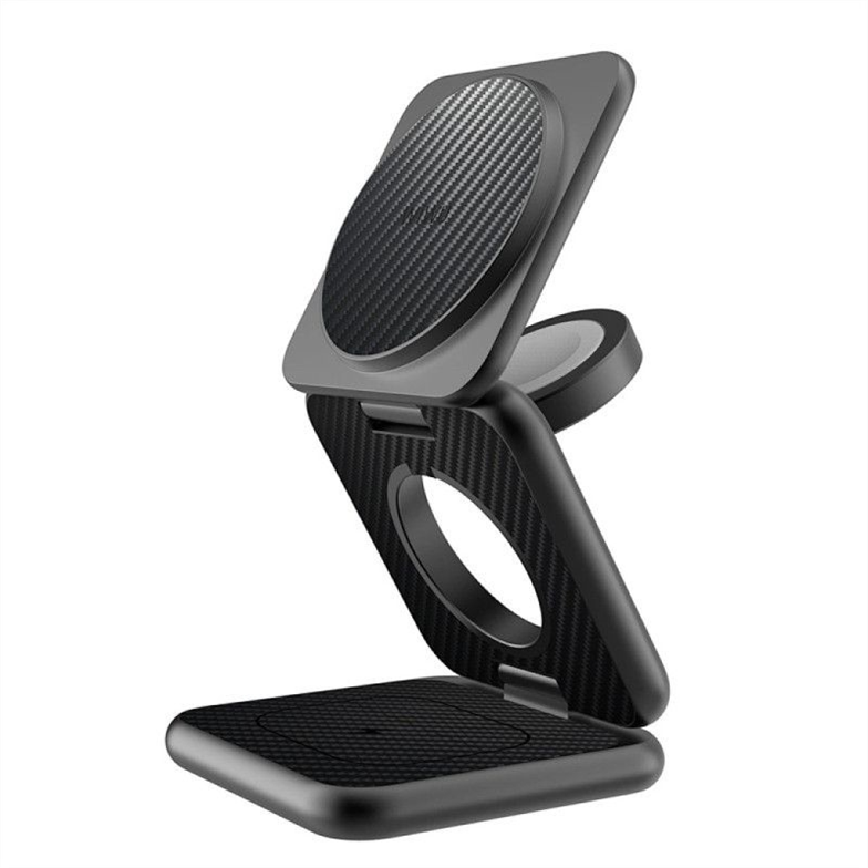 Зарядний пристрій бездротовий WIWU Wi-W035 Kevlar Mag Go 3 in 1 wireless charger Чорний (Black) 166533 фото