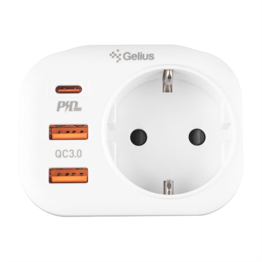 Зарядний пристрій Gelius Moxie GP-HC050 2USB (QC3.0) + Type-C (PD20W) Білий (White) 103381 фото