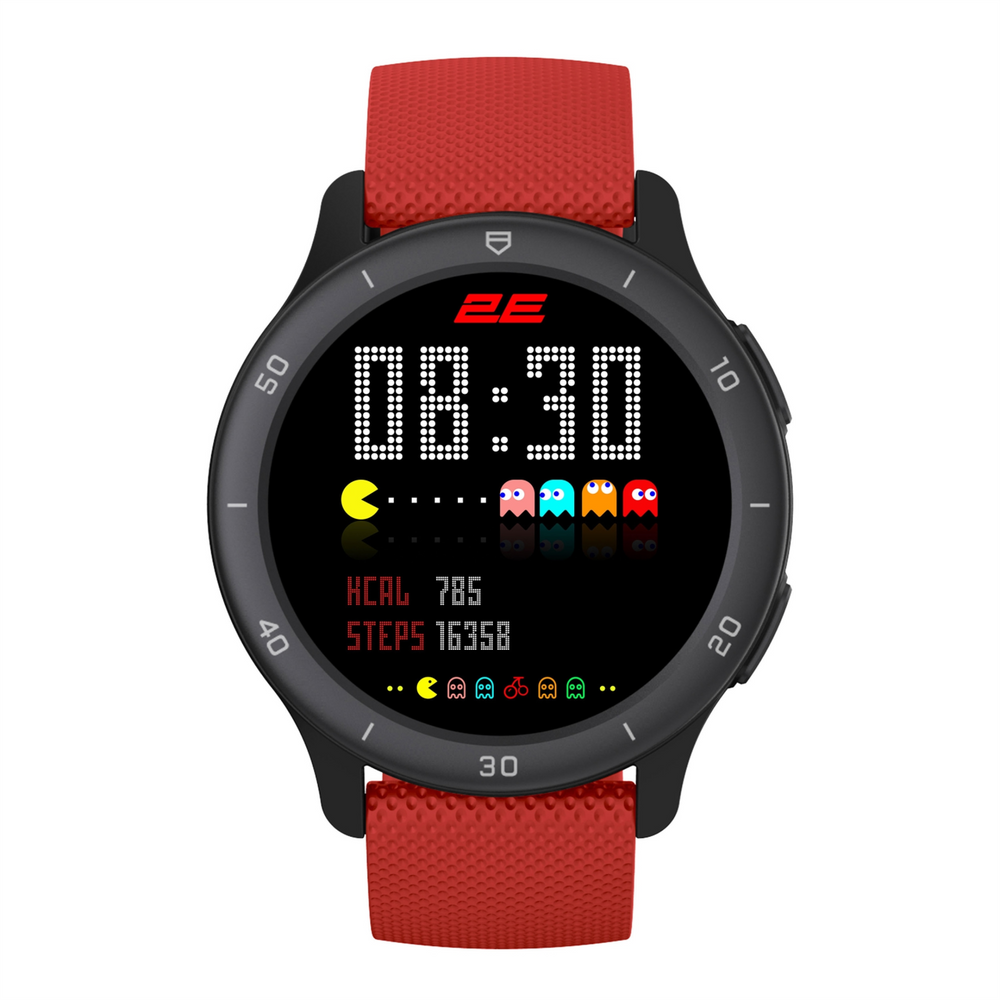 Смарт-годинник 2E Motion GT2 47мм, 1.32", 360x360, BT 5.2 Чорний Червоний (Black Red) 197119 фото