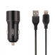 Автомобільний зарядний пристрій XO TZ09 2.4A/2USB + кабель lightning Чорний (Black) 91173 фото 1
