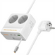 Мережевий фільтр Hoco AC28 Descanso (PD45W/1C/3A/2xSocket) (2м) Білий (White) 166340 фото 3