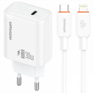 Зарядний пристрій Amaya E76D PD30W (1USB-C) + кабель Type-C to Type-C Білий (White) 249029 фото