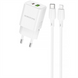 Зарядний пристрій Borofone BN14 Royal PD30W+QC3.0 (1USB-A/1C) + кабель Type-C to Lightning Білий (White) 166386 фото 1