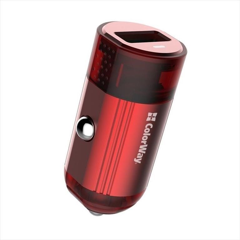 Автомобільний зарядний пристрій ColorWay (1USBх3А) QC3.0 (CW-CHA012Q-RD) Червоний (Red) 166695 фото