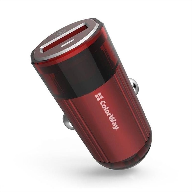 Автомобільний зарядний пристрій ColorWay (1USBх3А) QC3.0 (CW-CHA012Q-RD) Червоний (Red) 166695 фото