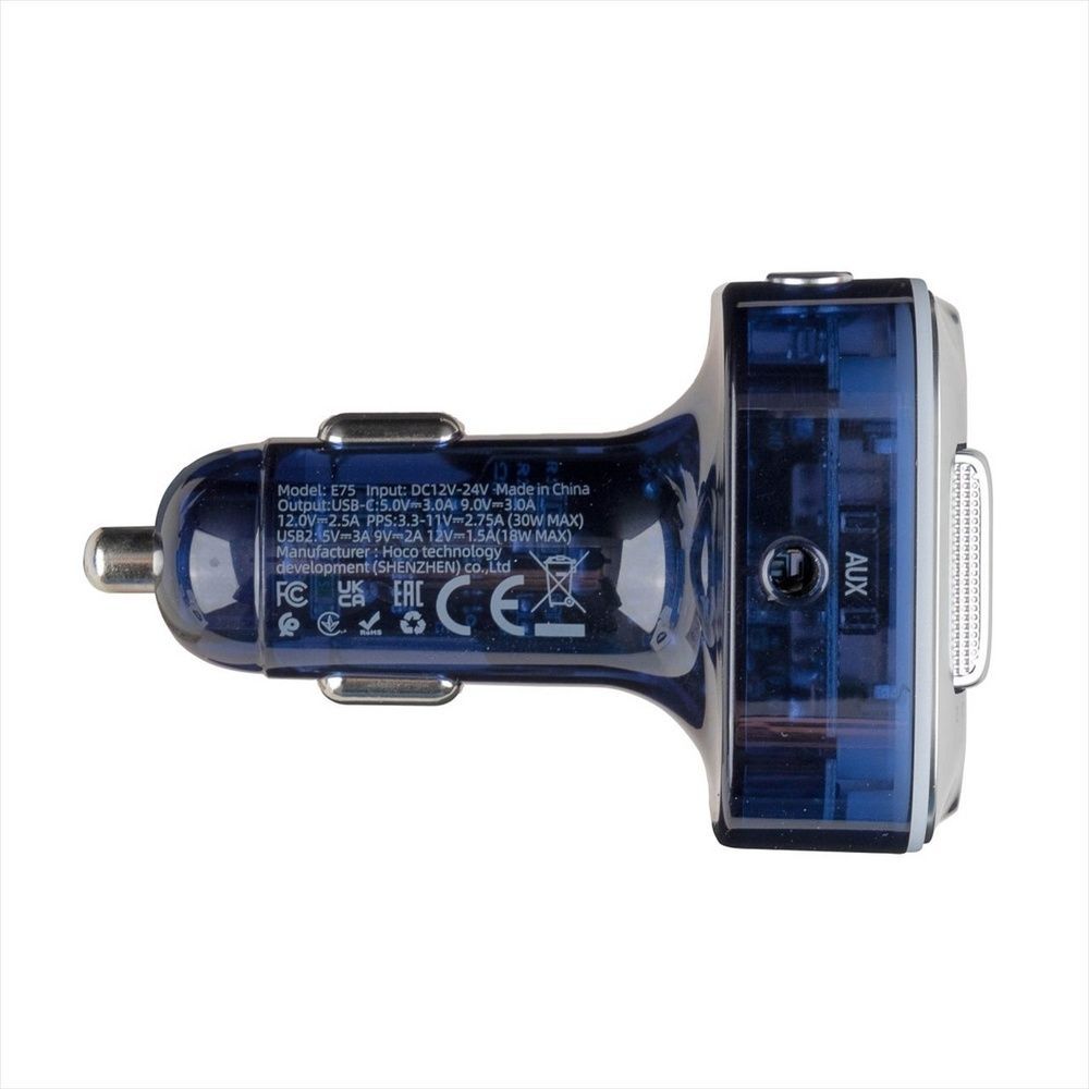 Fm-модулятор Hoco E75 Bravery PD30W+QC3.0 Bluetooth Синій (Blue) 111757 фото