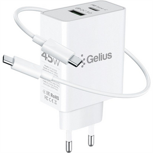 Зарядний пристрій Gelius X-Duo PRO 45W GP-HC053 + кабель Type-C to Type-C Білий (White) 108581 фото