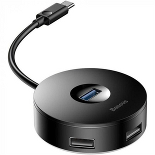 Type-C хаб Baseus Round Box Type-C to USB 3.0 + 3USB 2.0 (CAHUB-G2) Чорний (Black) 189841 фото