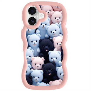 Чохол накладка для iPhone 16 TPU Cloudy Pictures Рожева (Bears) 249318 фото