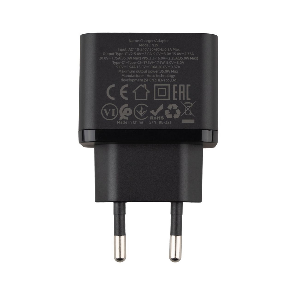 Зарядний пристрій Hoco N29 Triumph PD+QC3.0 35W Чорний (Black) 105184 фото