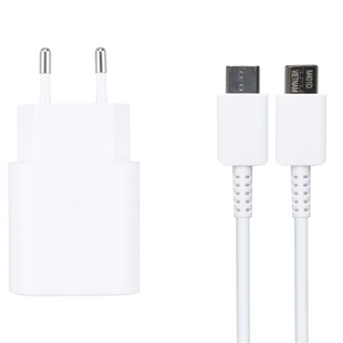 Зарядний пристрій Samsung 25W PD Power Adapter + кабель Type-C Чорний (EP-TA800XWE) Білий (White) 159640 фото