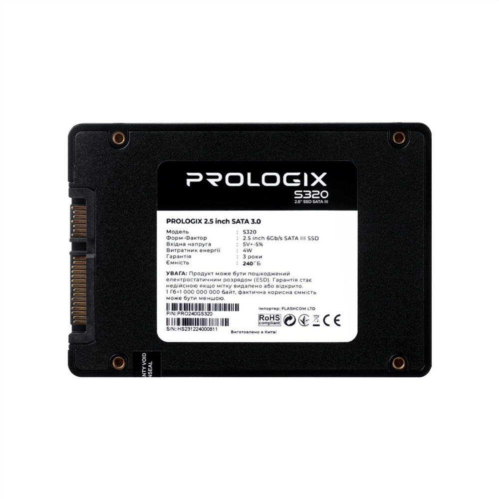 Накопичувач SSD 240GB Prologix S320 2.5" SATAIII 3D TLC (PRO240GS320) 209480 фото
