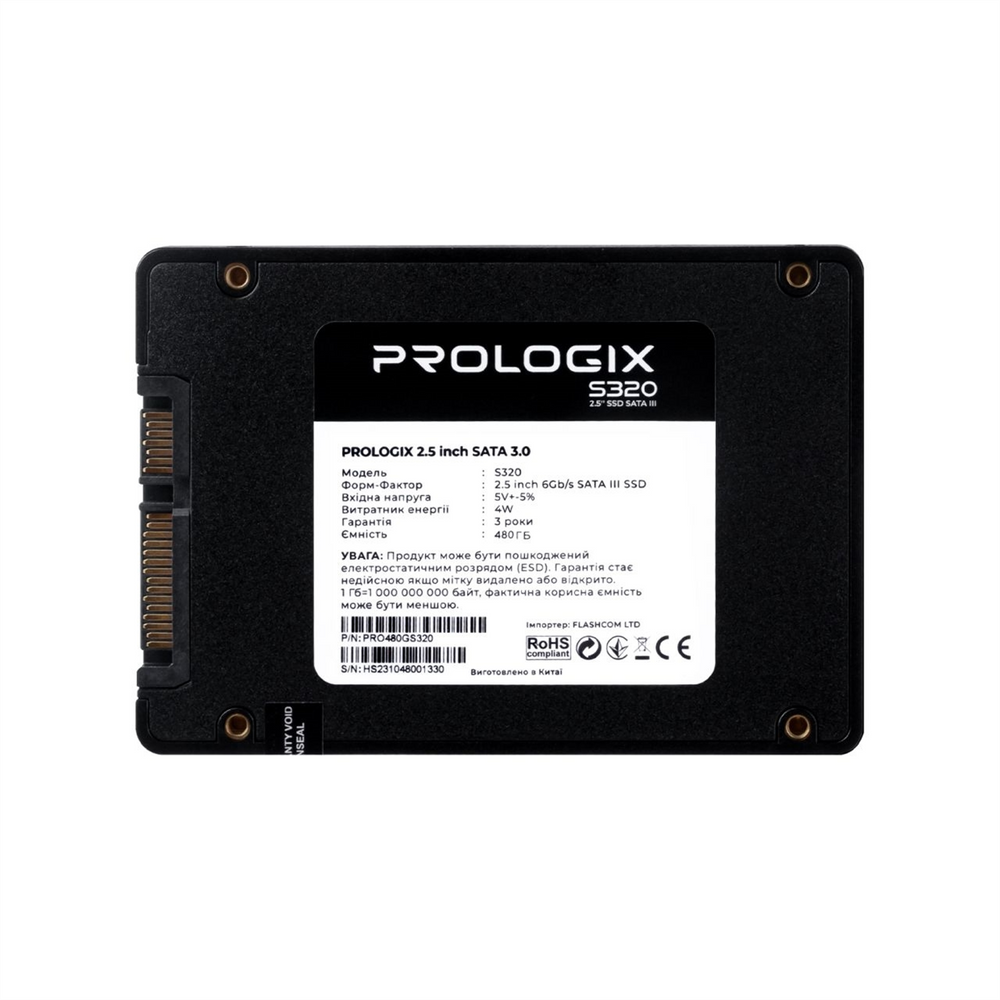 Накопичувач SSD 480GB Prologix S320 2.5" SATAIII 3D TLC (PRO480GS320) 209504 фото