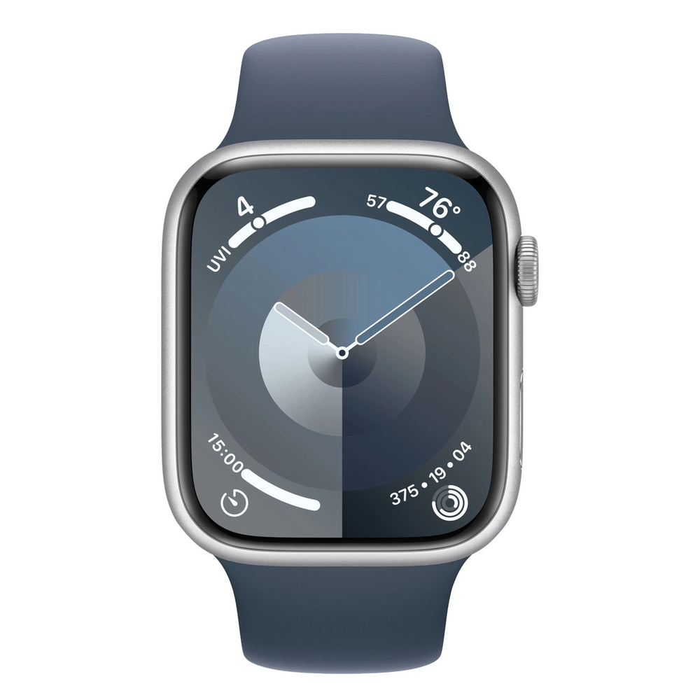 Смарт-годинник Apple Watch Series 9 GPS 41mm Silver Aluminum Case with Storm Blue Sport Band - M/L (MR913) 197472 фото