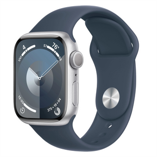 Смарт-годинник Apple Watch Series 9 GPS 41mm Silver Aluminum Case with Storm Blue Sport Band - M/L (MR913) 197472 фото