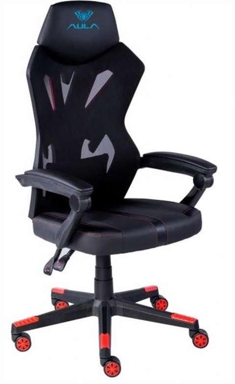 Крісло ігрове Aula F010 Gaming Chair Чорне (Black Red) 136087 фото