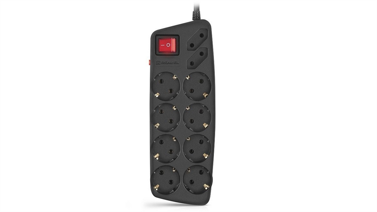 Мережевий фільтр Real-EL RS-10 Protect 1.8 м Чорний (Black) 211005 фото