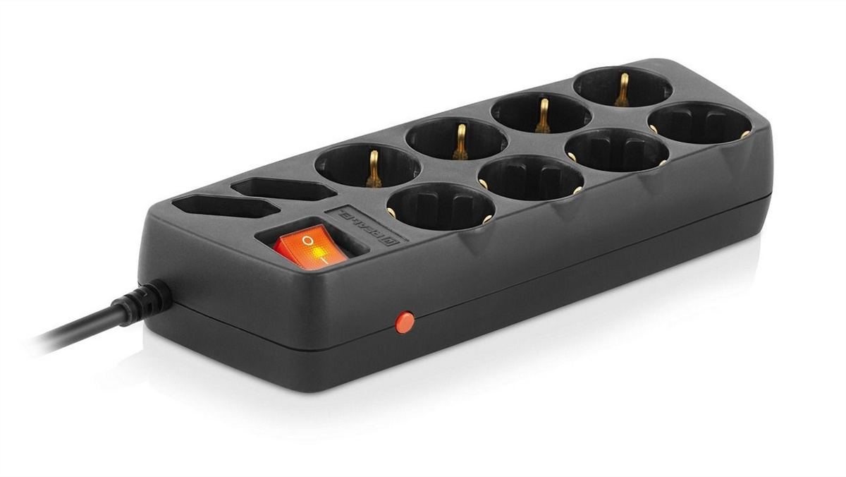 Мережевий фільтр Real-EL RS-10 Protect 1.8 м Чорний (Black) 211005 фото