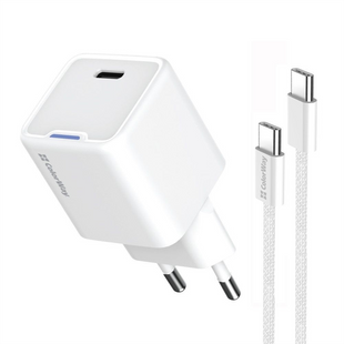 Зарядний пристрій ColorWay GaN Mini 35W PD Port PPS USB-C (CW-CHS056PDC-WT) + кабель Type C Білий (White) 165952 фото