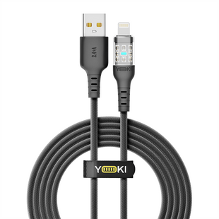USB кабель Yoki Cyber YK-CY23 Lightning 2.4A 2м Чорний (Black) 146306 фото