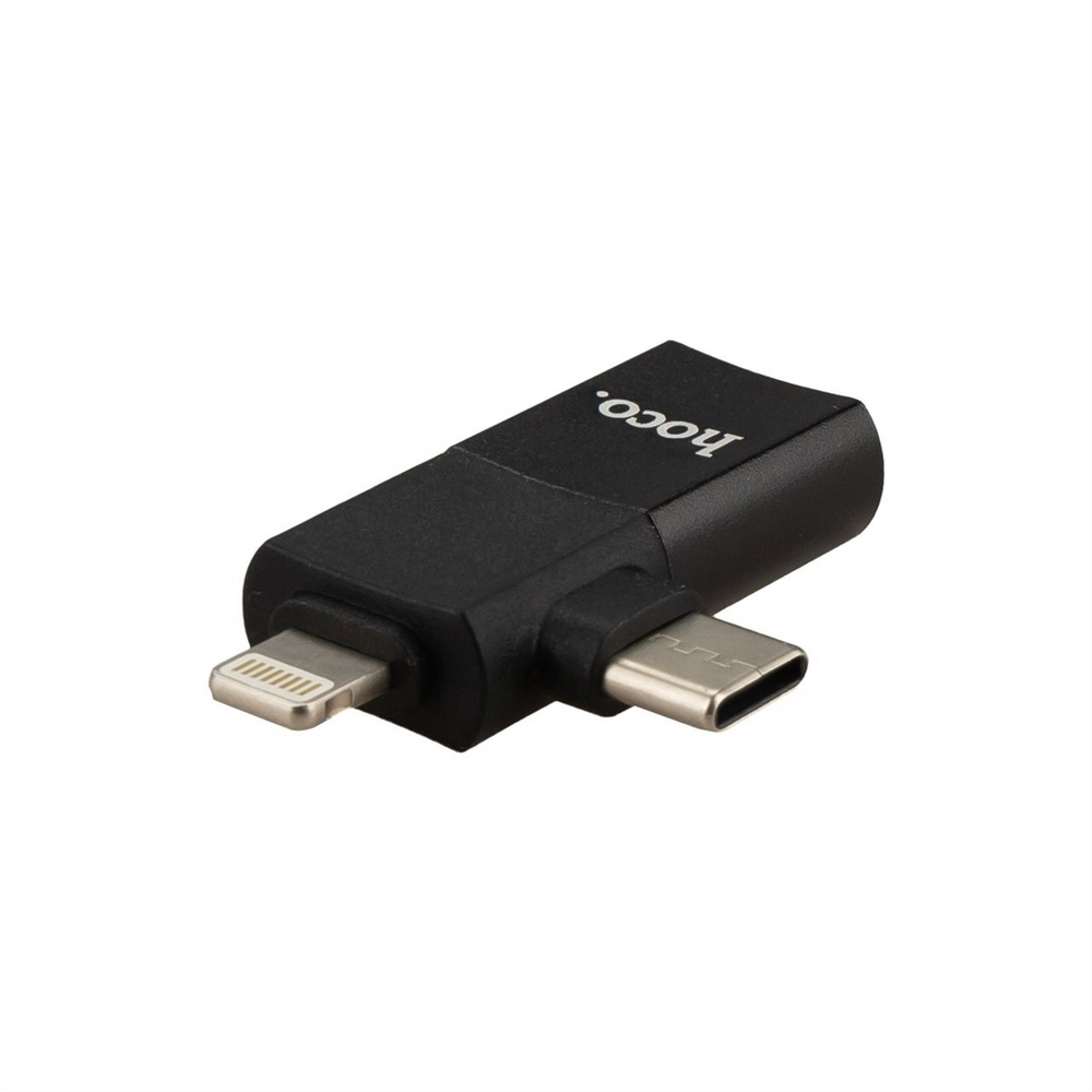 OTG перехідник Hoco UA17 iP male to USB female two-in-one Чорний (Black) 123335 фото