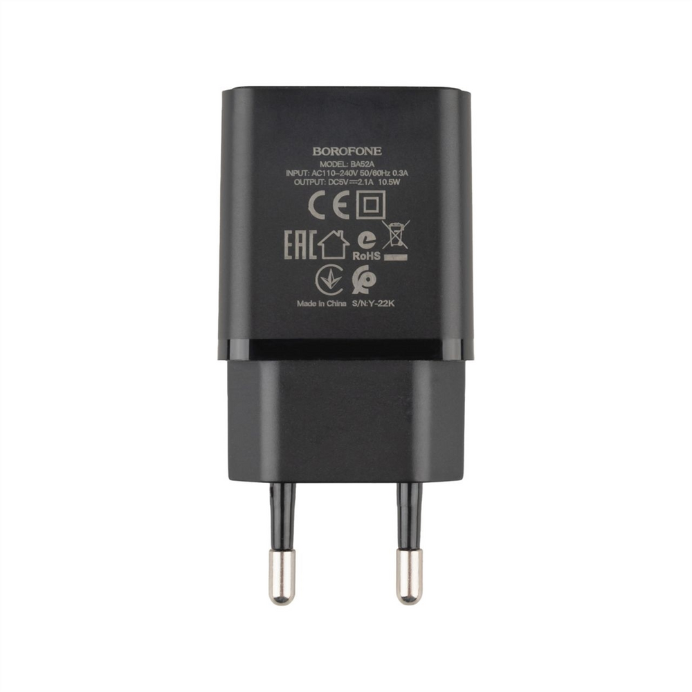 Зарядний пристрій Borofone BA52A 2.1A + кабель Micro-USB Чорний (Black) 100447 фото