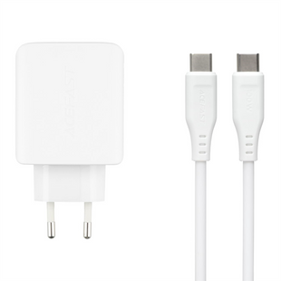 Зарядний пристрій Acefast A13 PD65W (2 USB-C + 1 USB) + кабель Type-C to Type-C Білий (White) 138486 фото