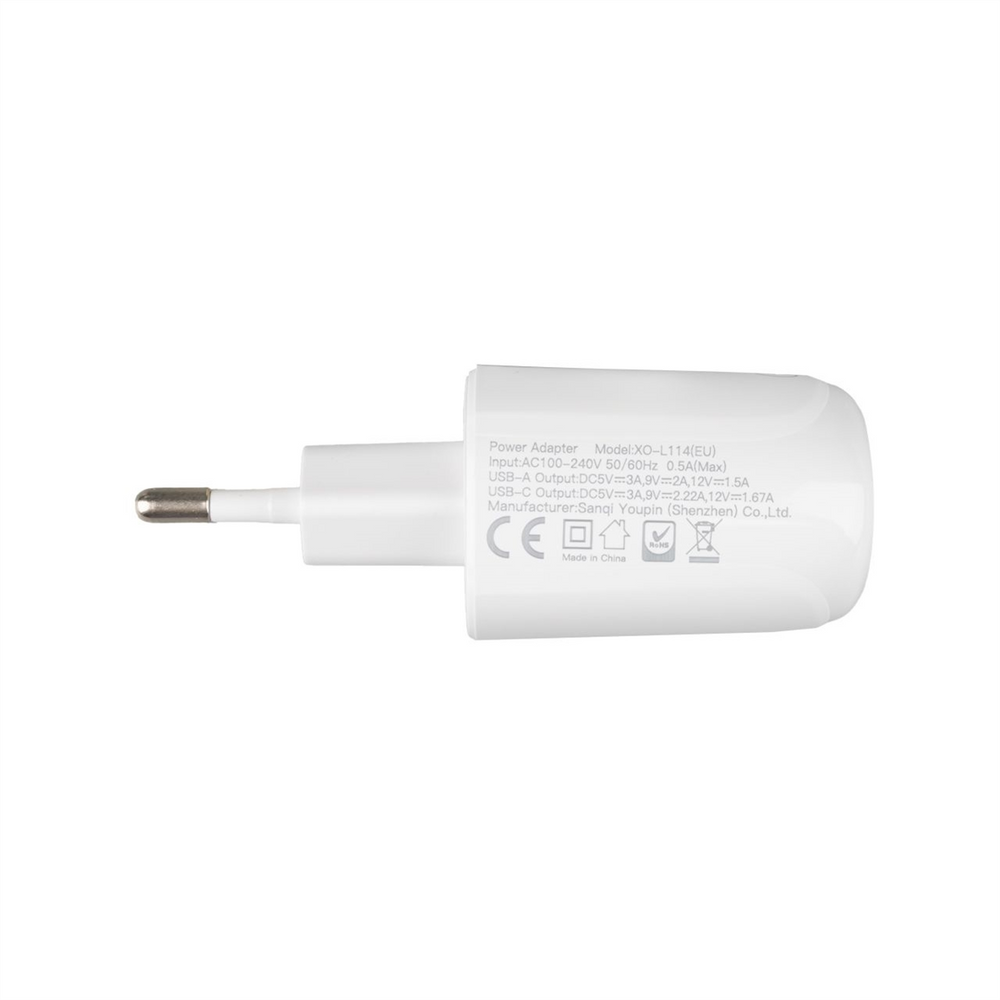 Зарядний пристрій USB XO L114 (USB + USB-C) 20W Білий (White) 112353 фото