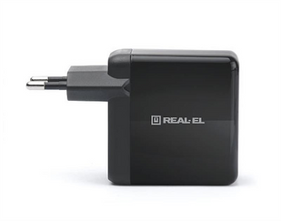 Зарядний пристрій REAL-EL CH-350 QC3.0 (2USB, 3A) Чорний (Black) 165978 фото