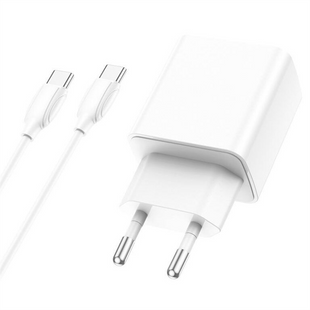 Зарядний пристрій Borofone BA67A PD20W+QC3.0 (1USB-A/1C) + кабель Type-C to Type-C Білий (White) 166156 фото