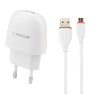 Зарядний пристрій Borofone BA49A 2.1A +кабель Micro-USB Білий (White) 109044 фото