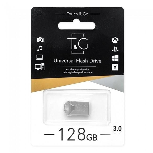 USB Флеш 128Gb T&G 106 Metal (USB 3.0) Срібна (Silver) 146175 фото