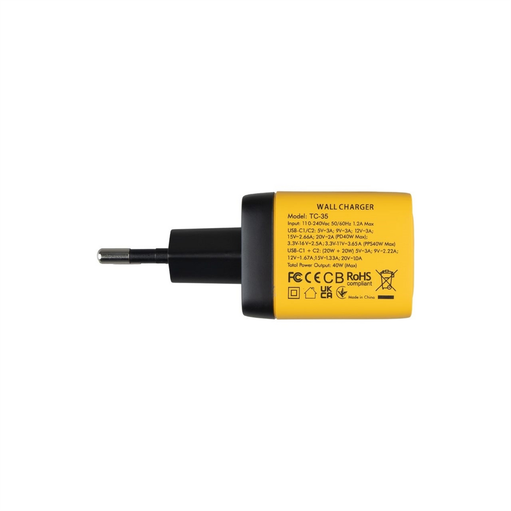 Зарядний пристрій Veron TC-35 GaN 40W (2 USB-C) Жовтий (Yellow) 138452 фото