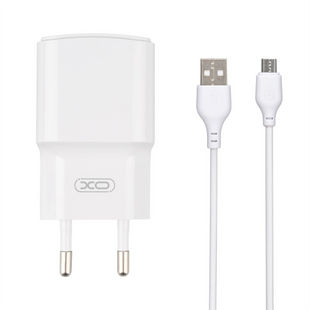 Зарядний пристрій XO L73 2.4A + кабель Micro-USB Білий (White) 104883 фото