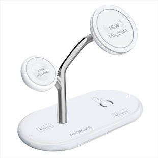 Зарядний пристрій бездротовий Promate Synergy-Pro MagSafe 57W Білий (White) 165792 фото