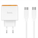 Зарядний пристрій Hoco CS42A (1USB+1USB-C) PD 30W+ кабель Type-C to Type-C Біла (White) 145074 фото 1