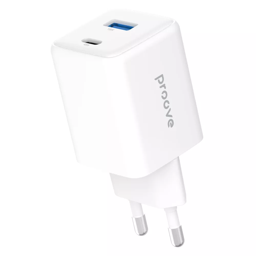 Зарядний пристрій Proove Pocket GaN 45W (1USB + 1USB-C) Білий (White) 145389 фото
