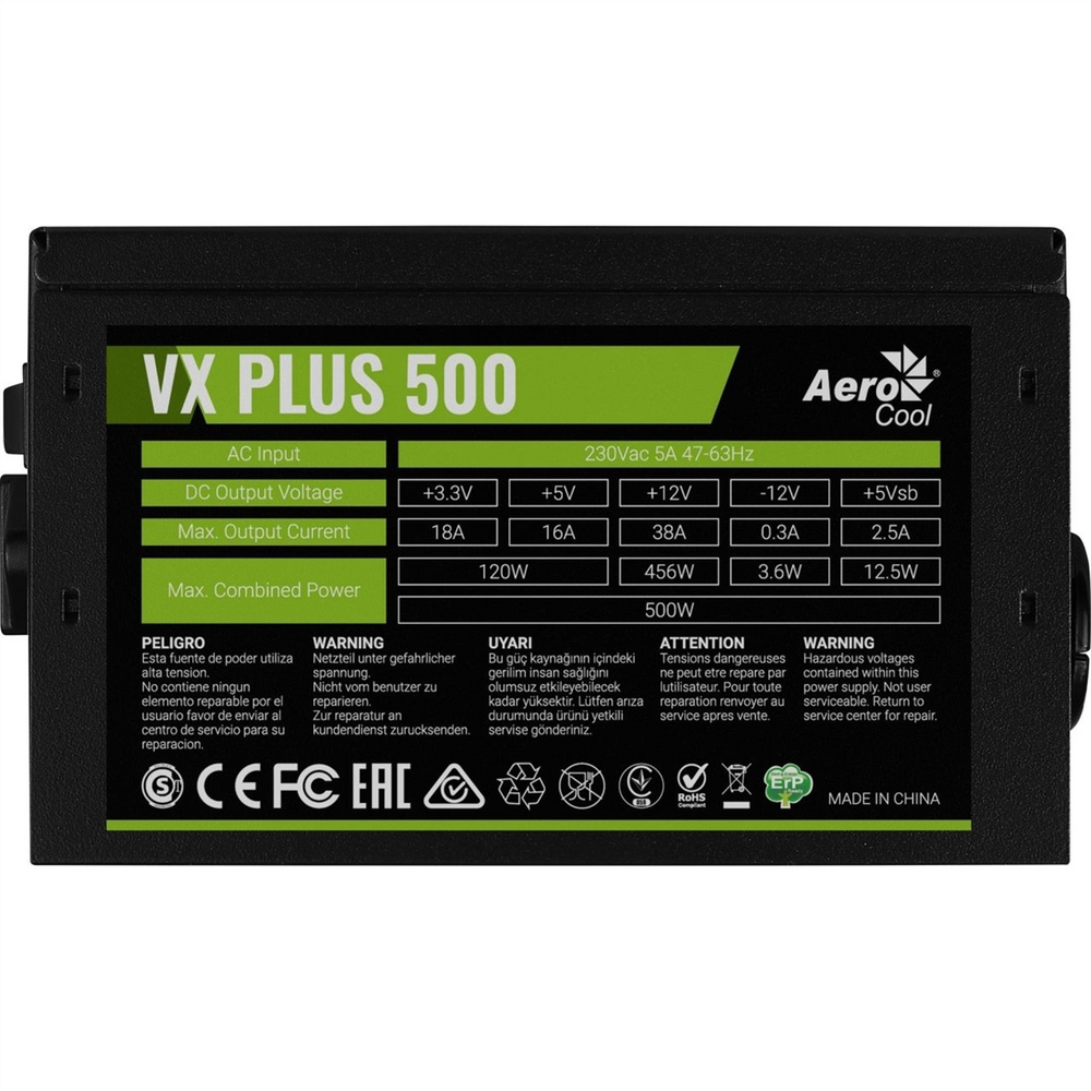 Блок живлення AeroCool VX Plus Stealth 500 (ACPN-VS50NEY.12) 500W Чорний (Black) 208611 фото
