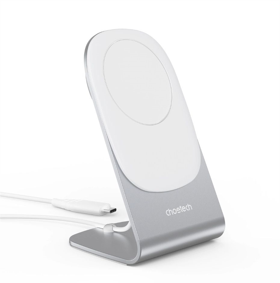 Зарядний пристрій бездротовий Choetech T518-F 15W + підставка-тримач Білий (White) 165765 фото