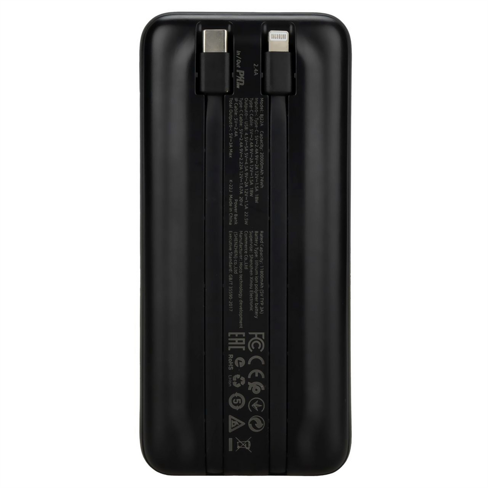 PowerBank 20000 mAh Borofone BJ22A PD20W+QC3.0 22.5W Чорна (Black) 127052 фото