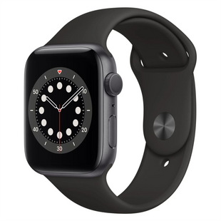 Смарт-годинник Apple Watch 6 44mm Space Gray Aluminum Case with Black Sport Band (M00H3) Чорний (Black) 195683 фото