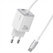 Зарядний пристрій Usams US-CC261 GaN JC Ser. 20W (2USB-C) + кабель Type-C to Type-C Білий (White) 166423 фото 1