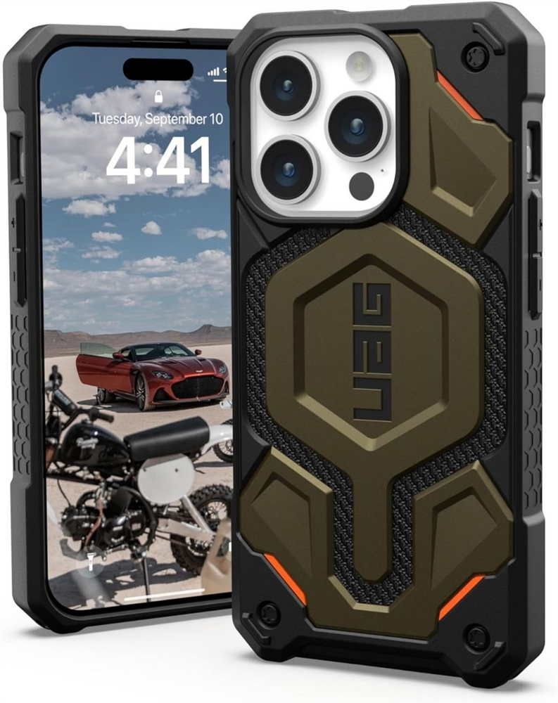 Чохол накладка для iPhone 15 Pro Urban Armor Gear Monarch Pro Magsafe Зелена (Kevlar Elemental Green ) 216995 фото