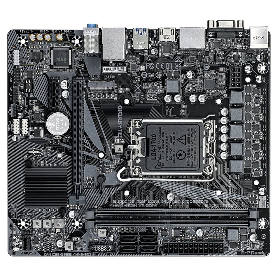 Материнська плата Gigabyte H610M S2H V3 Чорна (Black) 206782 фото