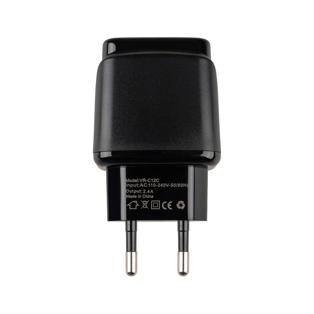 Зарядний пристрій Veron VR-C12C 12W 2USB 2.4A + кабель Micro-USB Чорний (Black) 101635 фото