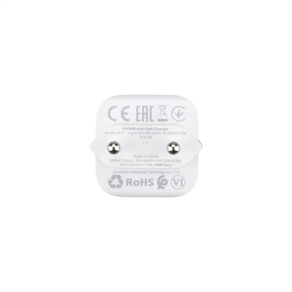 Зарядний пристрій Acefast A77 Mini GaN (USB-C) PD 30W + кабель Type-C to Type-C Білий (White) 138523 фото