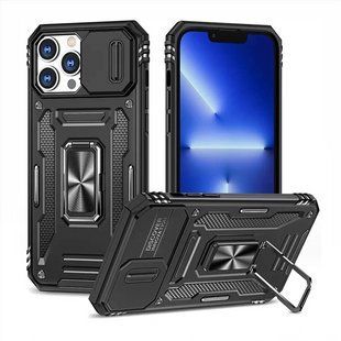 Чохол накладка для iPhone 12/12 Pro Camshield Army Ring Чорна (Black) 159713 фото