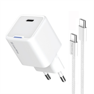 Зарядний пристрій ColorWay GaN Mini 25W PD Port PPS USB-C (CW-CHS052PDC-WT) + кабель USB Type-C Білий (White) 165938 фото