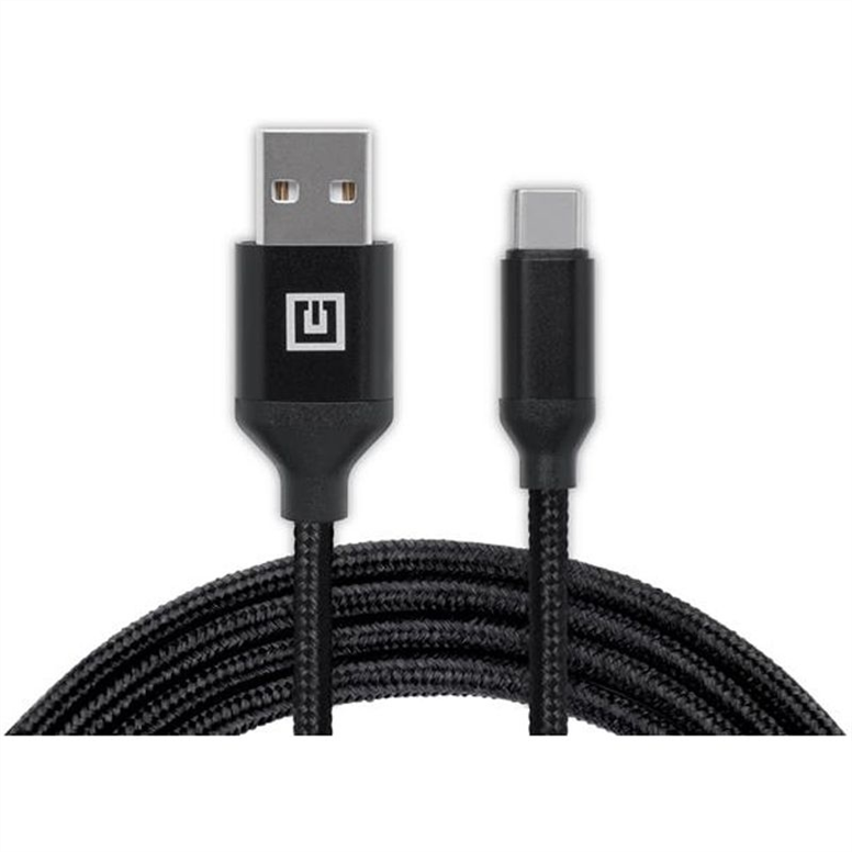 USB кабель Real-EL Premium Fabric USB - USB Type-C (M/M) 2m (EL123500047) Чорний (Black) 169741 фото