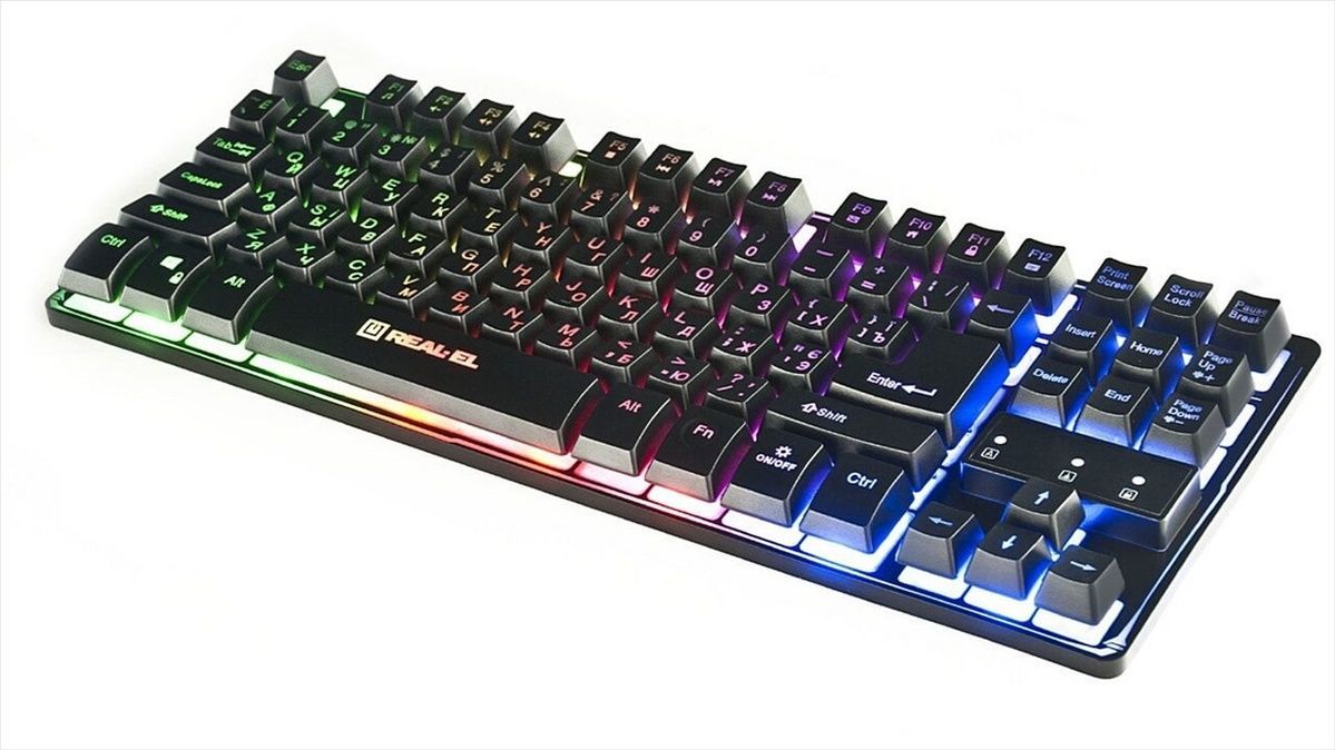 Клавіатура REAL-EL Gaming 8710 TKL Backlit Ukr Чорна (Black) 165596 фото